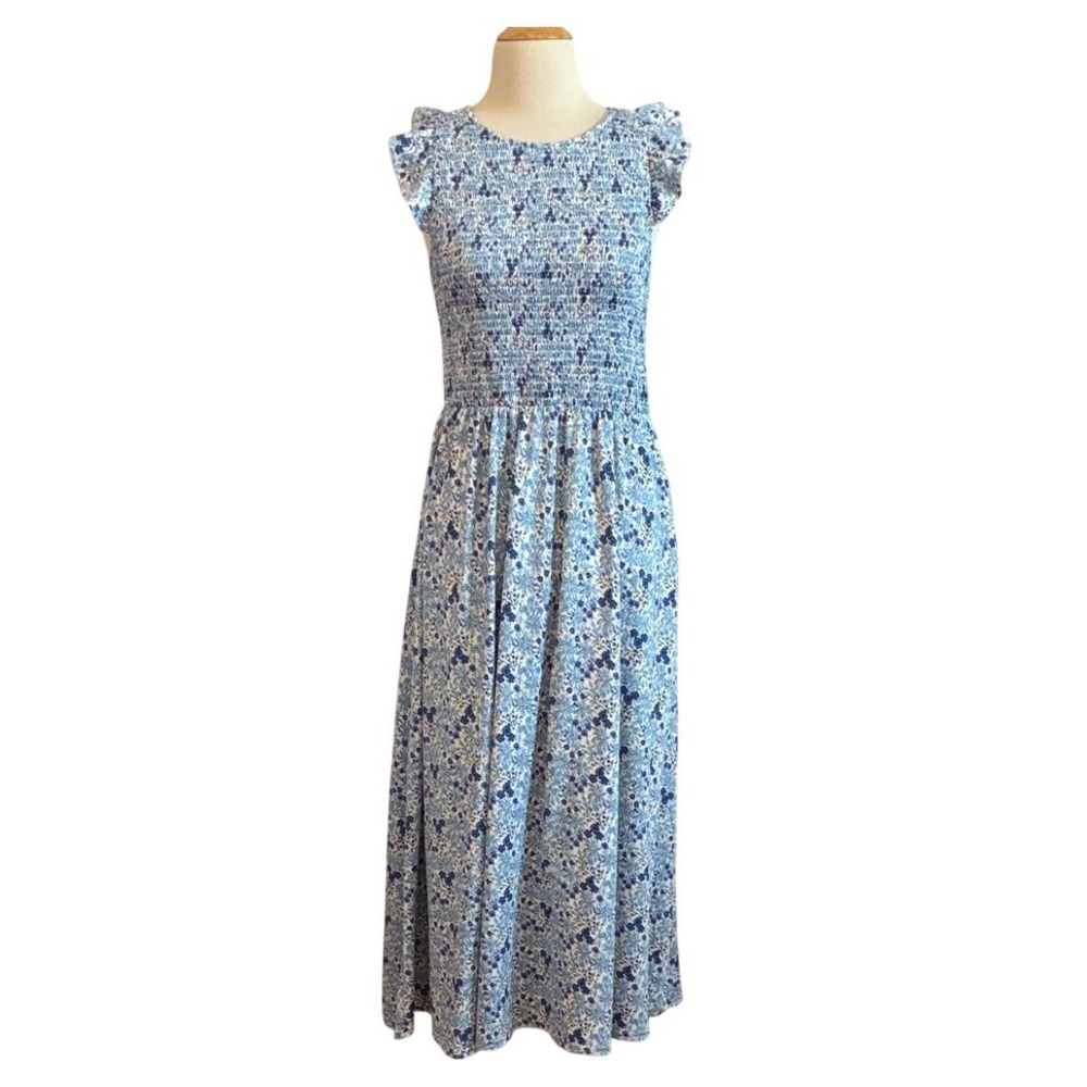 CODE X MODE XS Smock Flutter Sleeve Midi Dress Beachy Boho Cottagecore Romantic